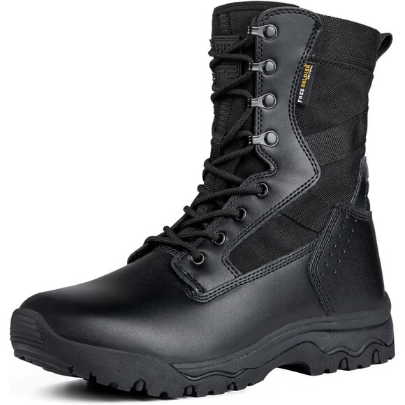 ⚡ Men's Bright Black Combat Suede Leather Lightweight Military Work Desert Boot - Picture 1 of 7
